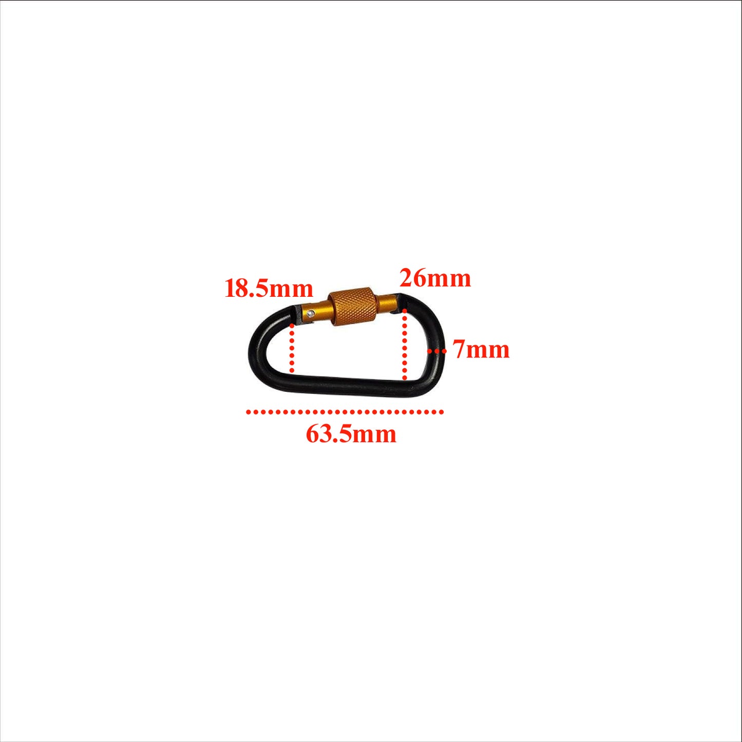 Carabiner - Black & Orange 80mm