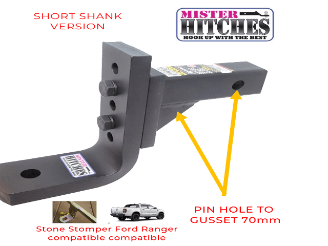 Mister Hitches - SHORT SHANK - Adjustable Tow Hitch 4000Kg | 12 Stage Ball Mount (Heavy Duty) - Ford Ranger (MHABM-5XHDS)