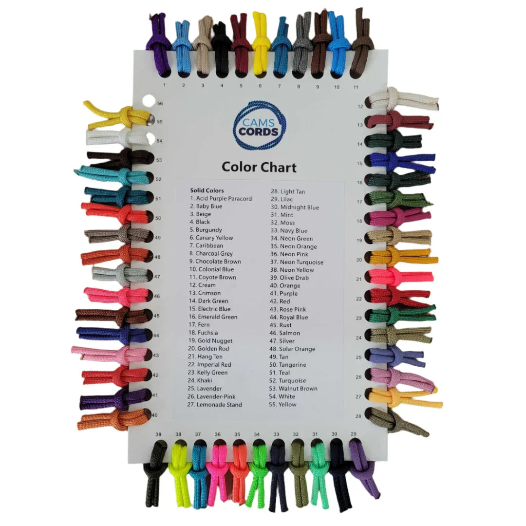 550 Paracord Solid Colours Sample Card – Your Ultimate Color Guide