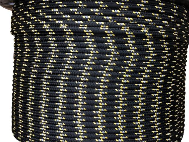 Marine Rope - Black-Yellow Fleck & Reflective - 6mm - Cams Cords
