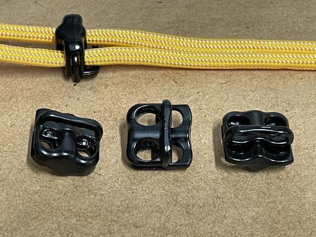 Metal double cord lock with webbing slot - Black - Cams Cords