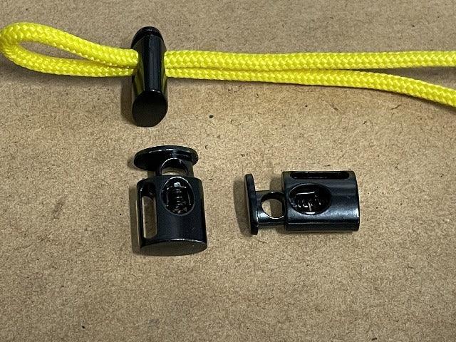 Metal single cord lock with webbing slot - Black – Cams Cords