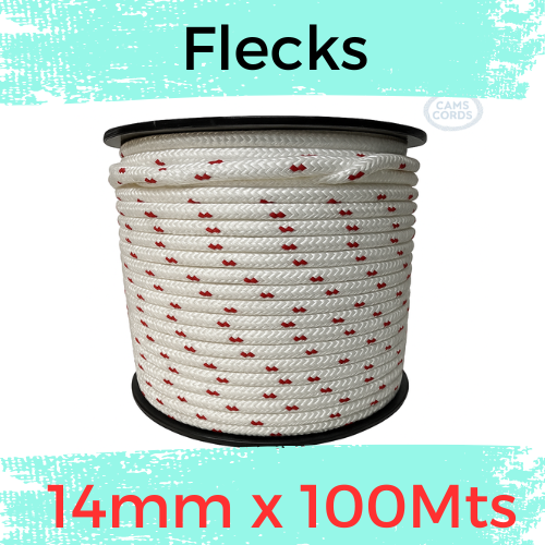 Marine Rope 14mm (Double Braid) — 100m Bulk Spool — Flecked Colors
