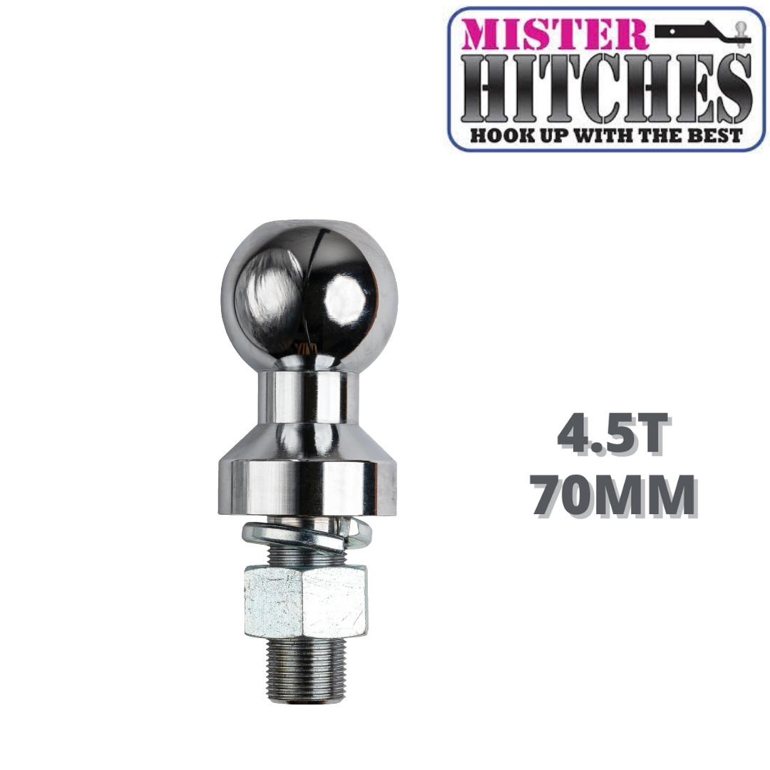 Mister Hitches - 70mm Chrome Tow Ball For Heavy Duty Hitch | 4500kg Towing   (MHTB70CB)