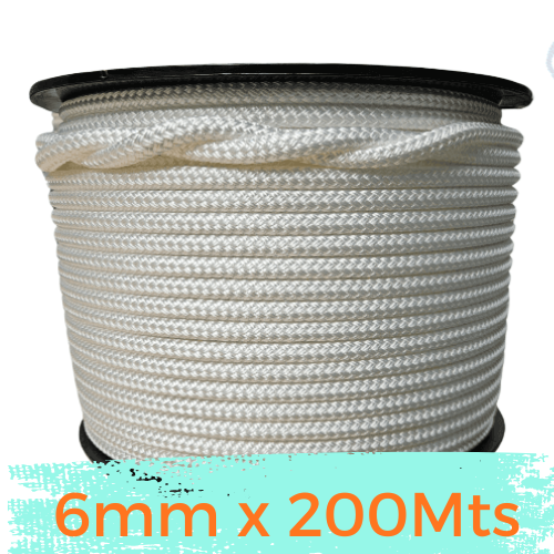 Marine Rope 6mm (Double Braid) — 200m Bulk Spool — Solid Colours