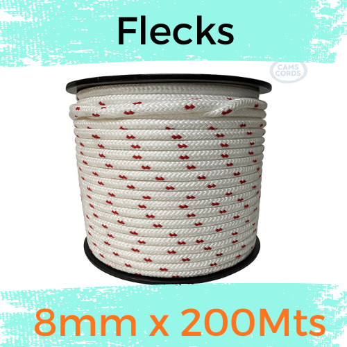 Marine Rope 8mm (Double Braid) — 200m Bulk Spool — Flecked Colors