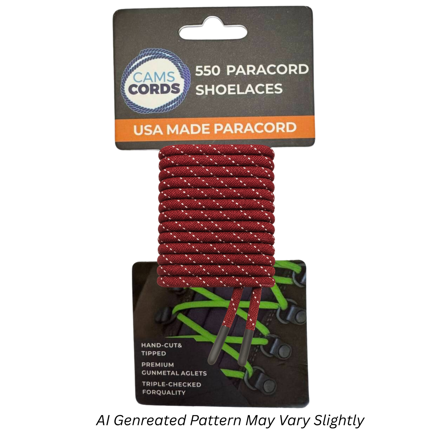 Burgundy  550 Paracord Reflective Shoelaces