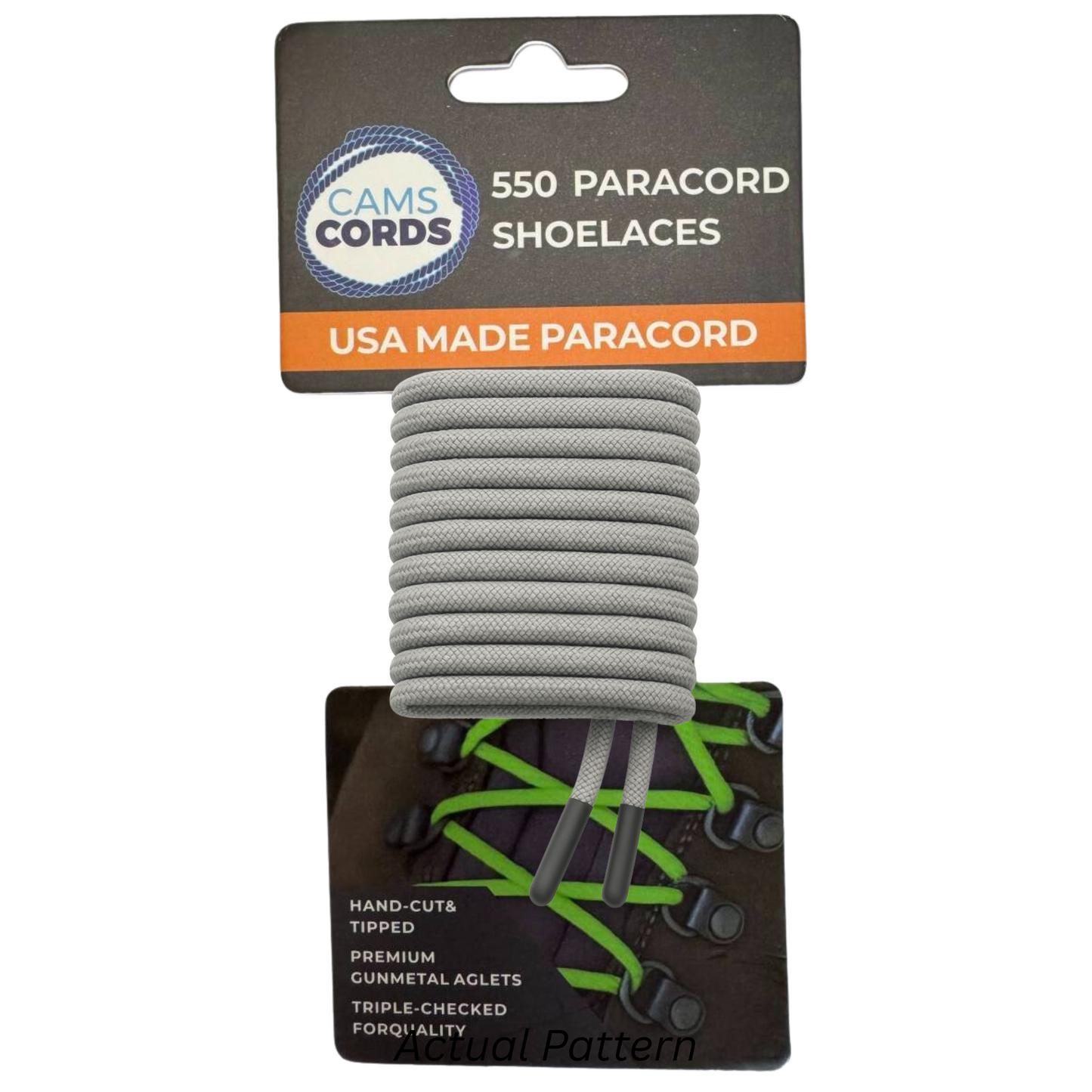 Charcoal Grey 550 Paracord Shoelaces