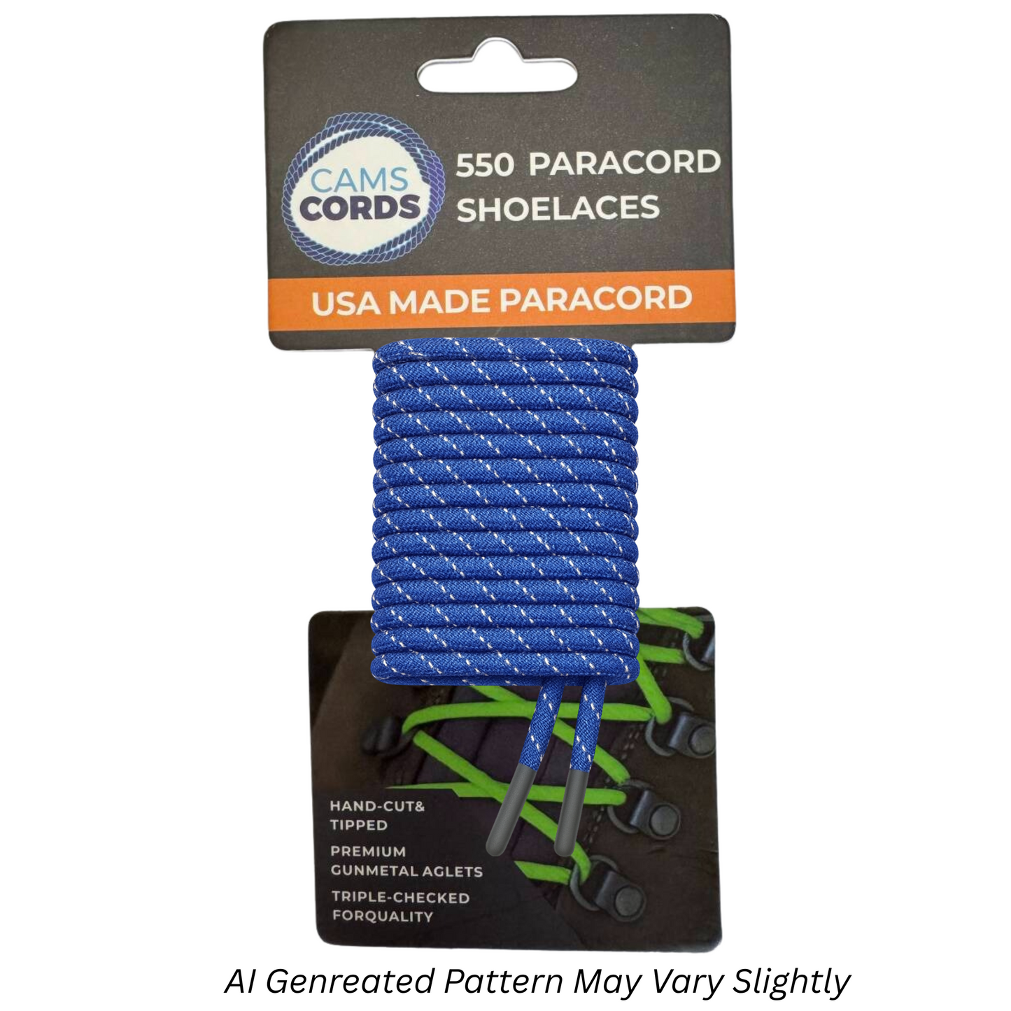 Electric Blue  550 Paracord Reflective Shoelaces