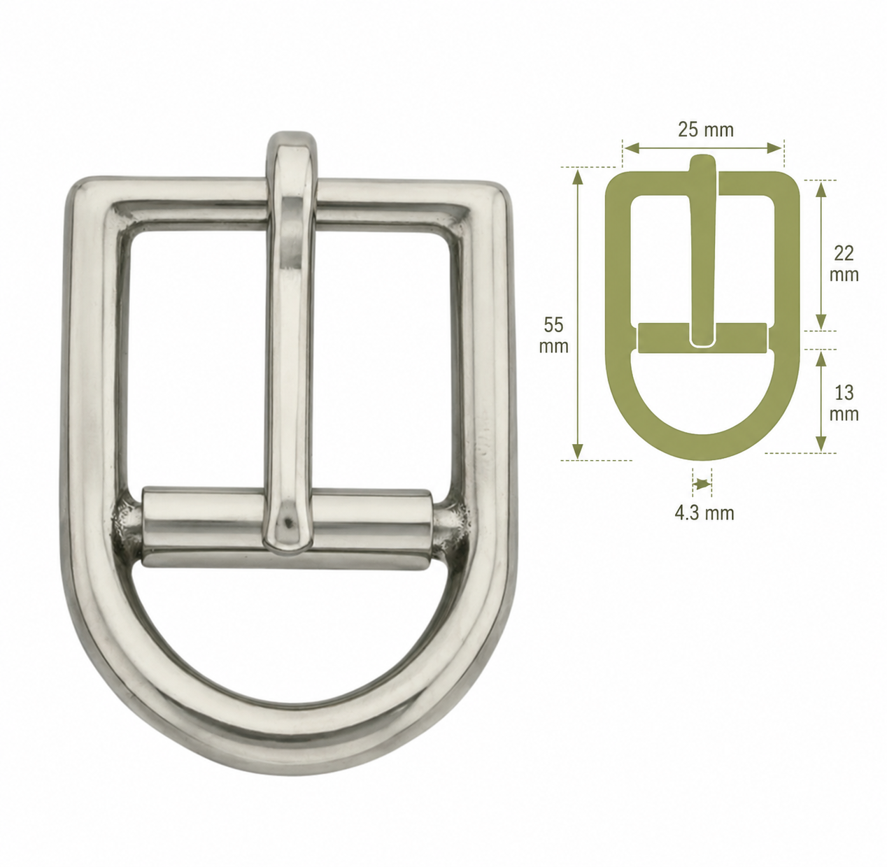 Girth Buckle – Stainless Steel - 25mm