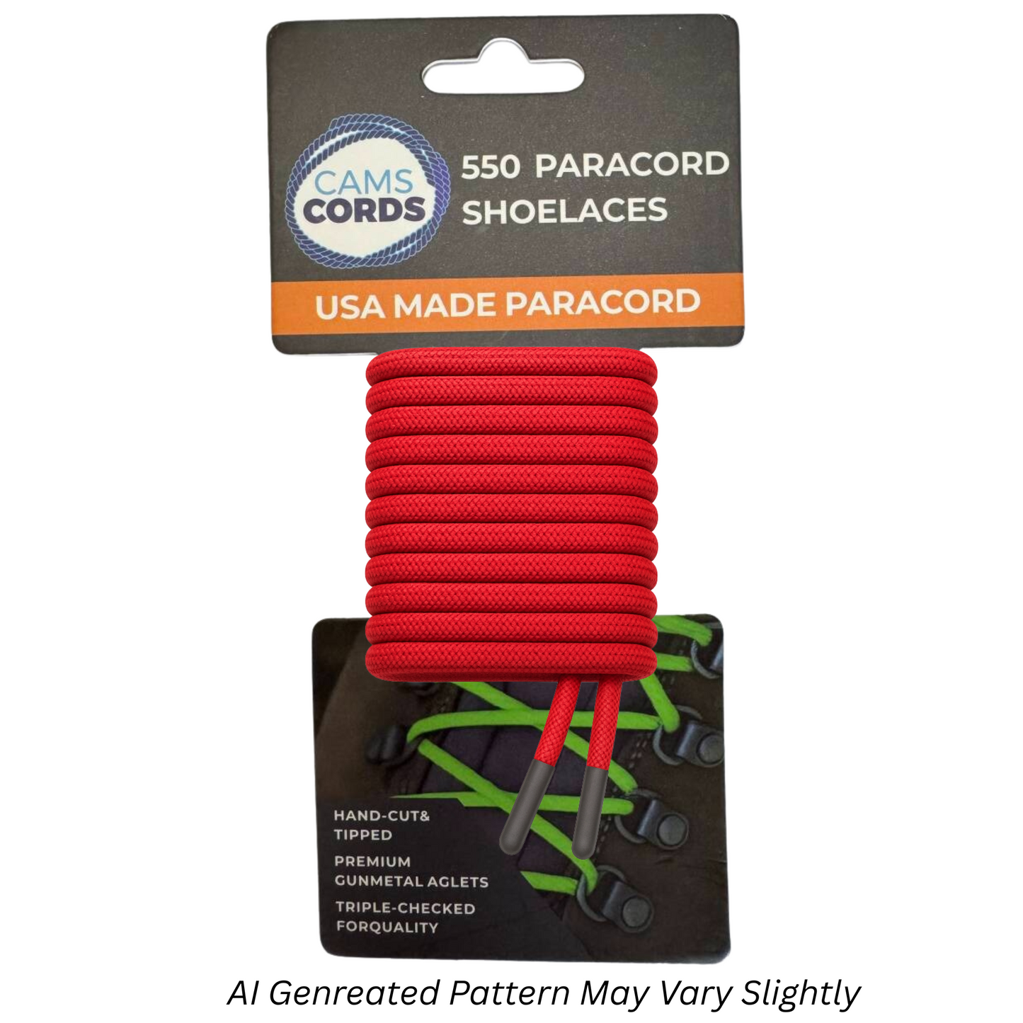Imperial Red 550 Paracord Shoelaces