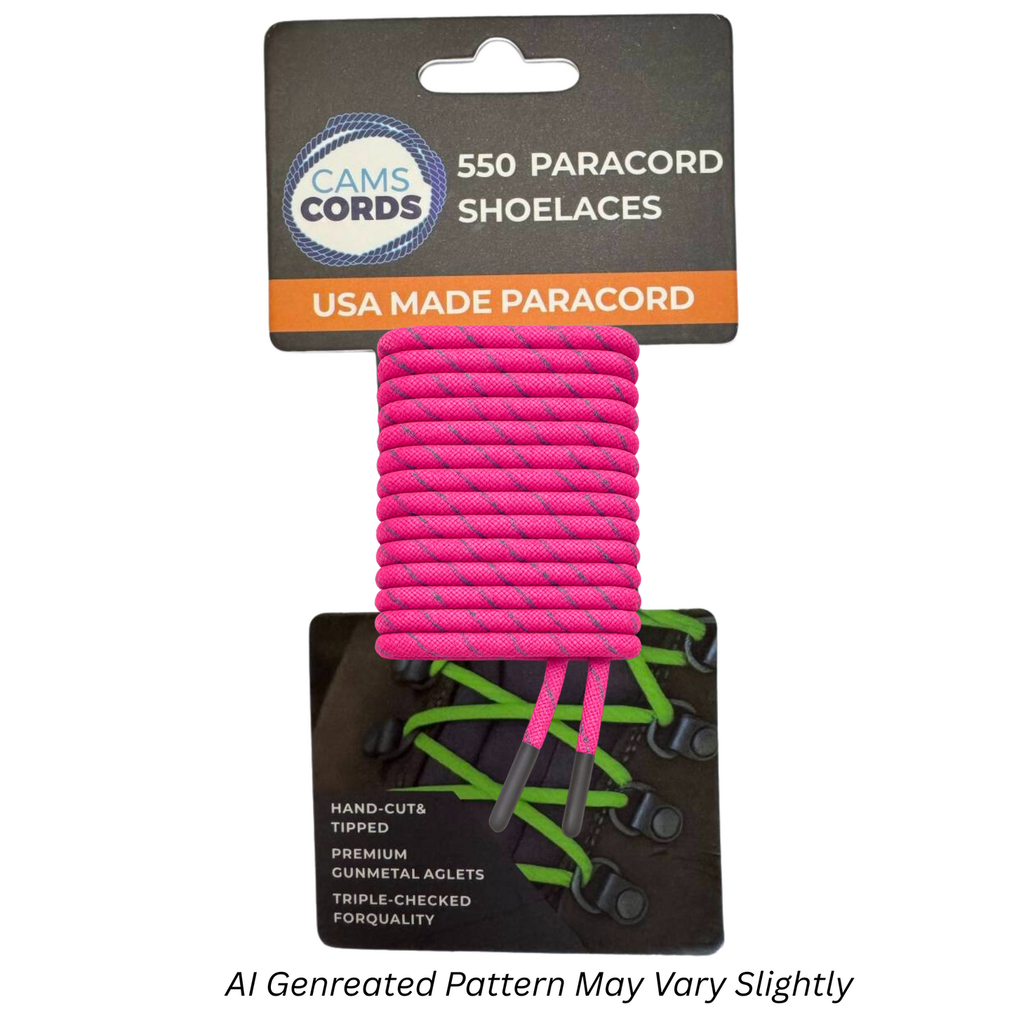 Neon Pink  550 Paracord Reflective Shoelaces
