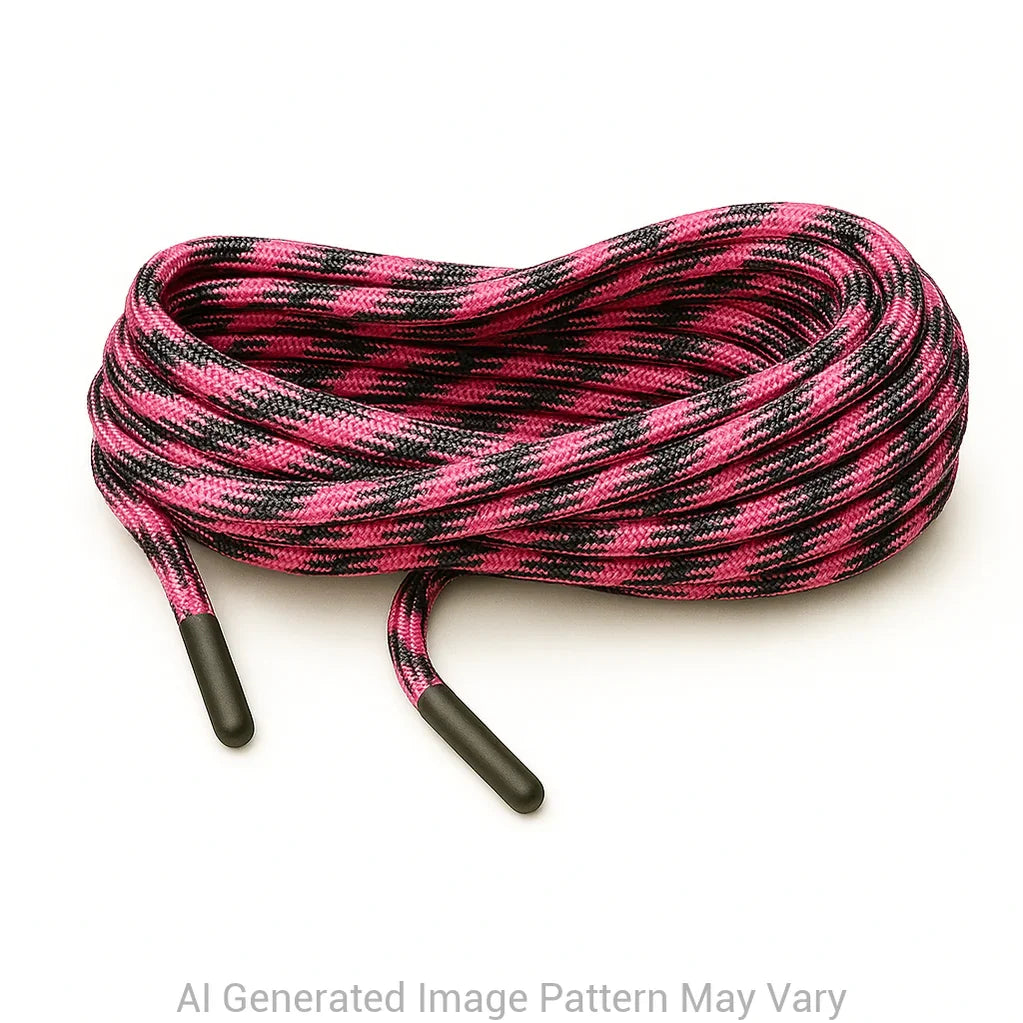Rose Pink-Black 50/50 550 Paracord Shoelaces