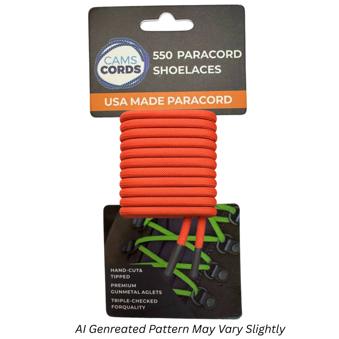 Solar Orange 550 Paracord Shoelaces