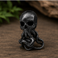 Brass Octopus Skull - paracord bead - Black
