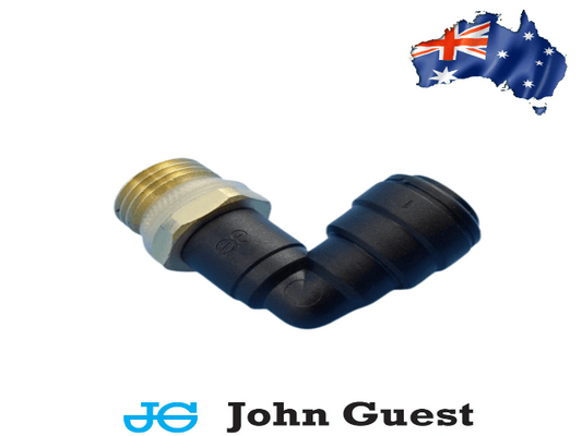 JOHN GUEST 1/2 Inch Brass Male Adapter with 12mm Plastic Elbow - Free Delivery - Cams Cords