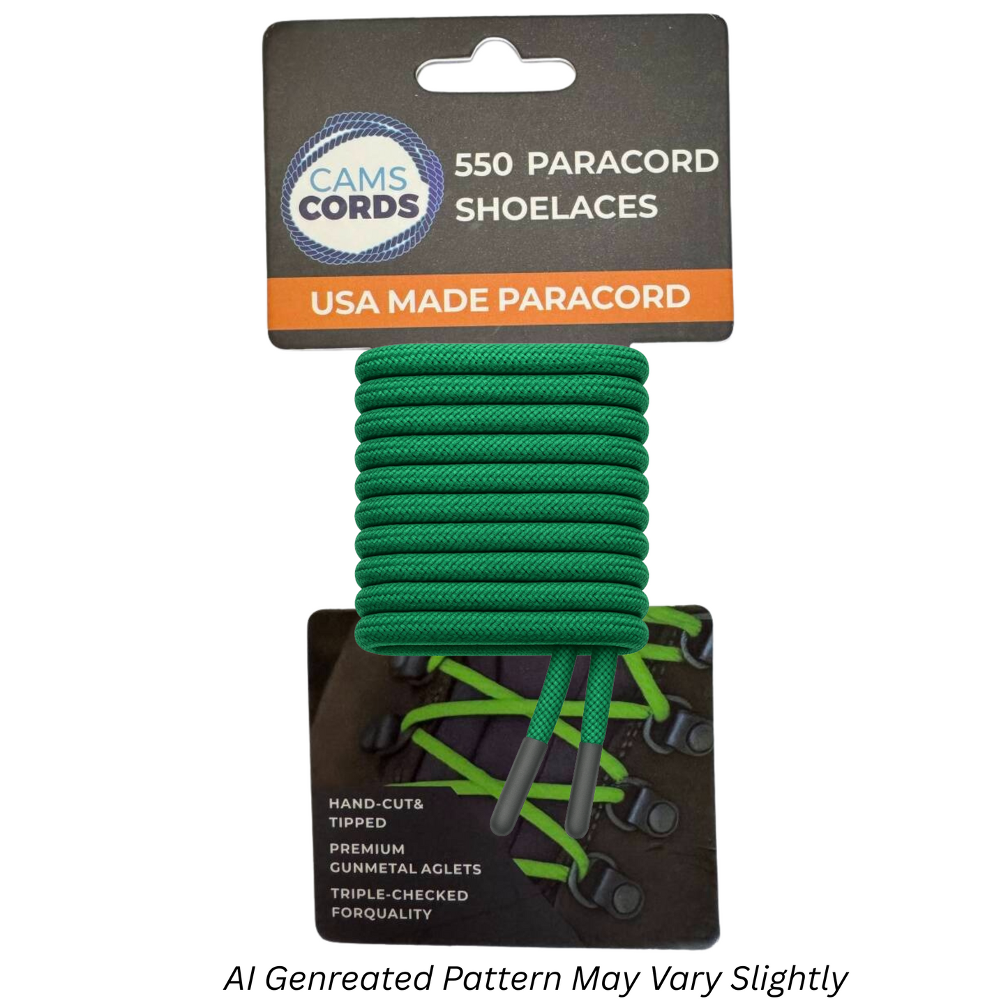 Kelly Green 550 Paracord Shoelaces