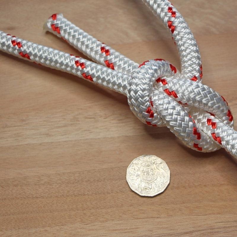 Marine Rope - White with Red Flecks - 14mm* - Cams Cords