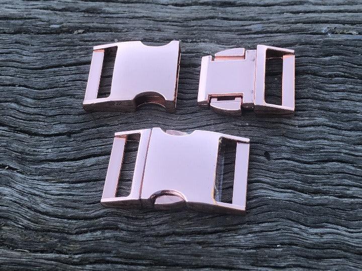 Metal Slimline Buckle - Rose Gold 25mm Side Release - Cams Cords
