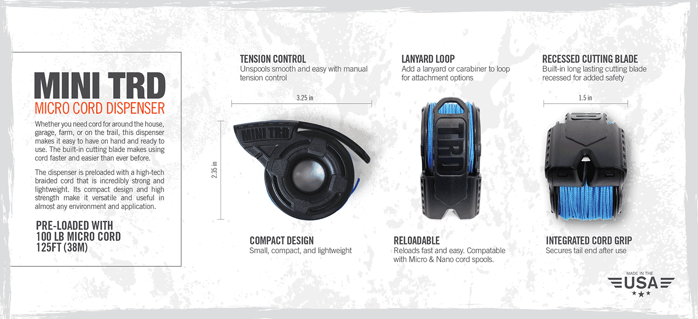 Mini Tactical Rope Dispenser - Black - Cams Cords