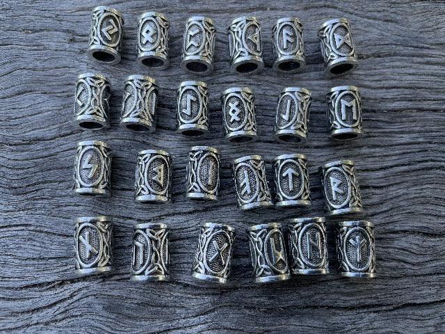 Viking Rune Beads - Silver - pack 24 - Cams Cords