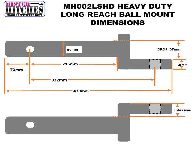 MISTER HITCHES - Ball Mount Hitch Extended | Tow Bar Tongue